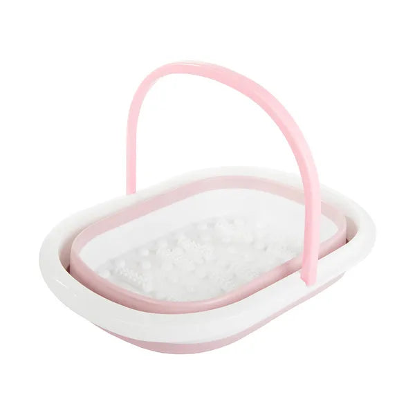 Összecsukható szilikon lábáztató- és masszírozó tál, pink masszázsbütykökkel