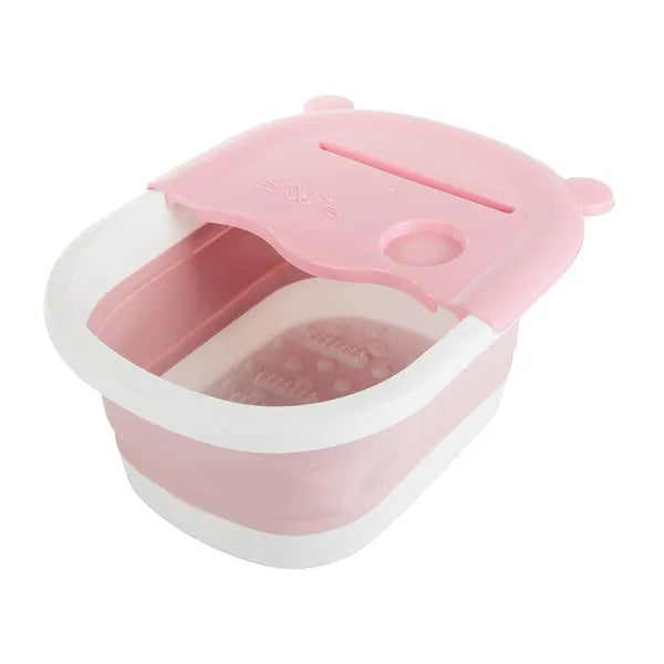 Összecsukható szilikon lábáztató- és masszírozó tál, pink masszázsbütykökkel