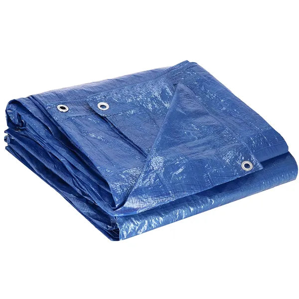 Kék vízálló ponyva 4×6 m, PE 60 GSM, UV-védelemmel