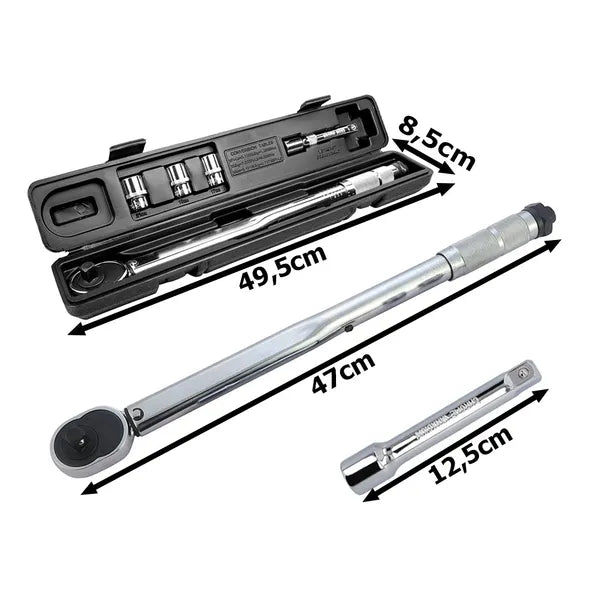 Nyomatékkulcs készlet 1/2″ 40-210 Nm, 3 dugókulcs (17/19/21 mm) hordtáskával