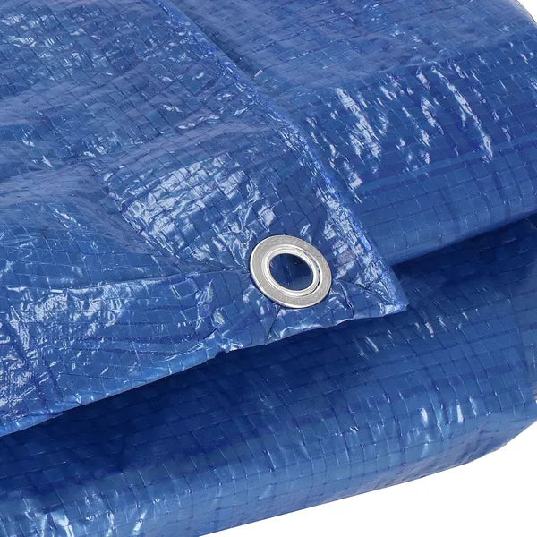 Kék PE takaróponyva 4×5 m, 60 g/m², UV- és vízálló, alumínium ringlikkel