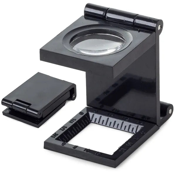 Összecsukható zsebnagyító 8×, 20 mm lencse, mm/col skálával