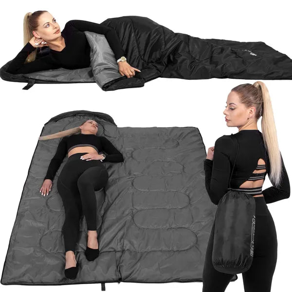 Fekete-szürke poliészter hálózsák 180+30cm