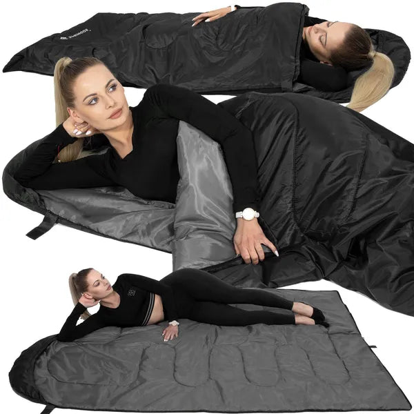 Fekete-szürke poliészter hálózsák 180+30cm