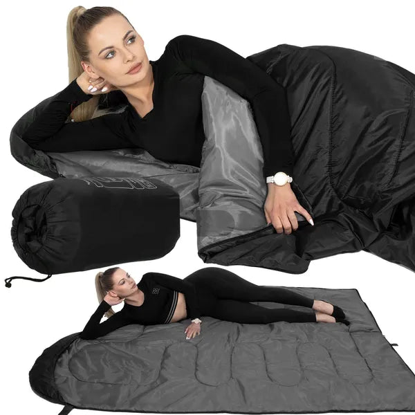Fekete-szürke poliészter hálózsák 180+30cm