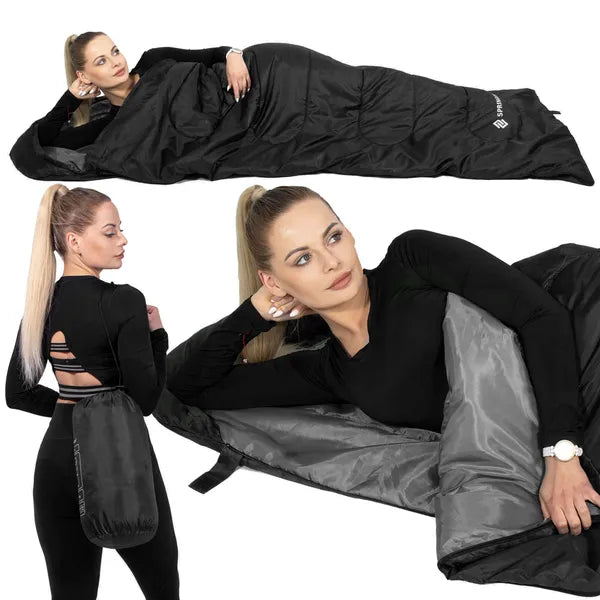 Fekete-szürke poliészter hálózsák 180+30cm
