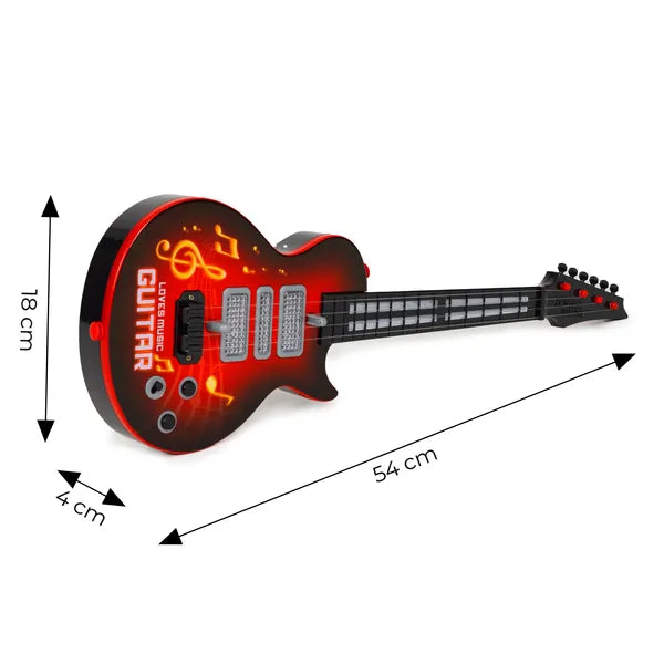 Gyerek elektromos gitár fényekkel piros