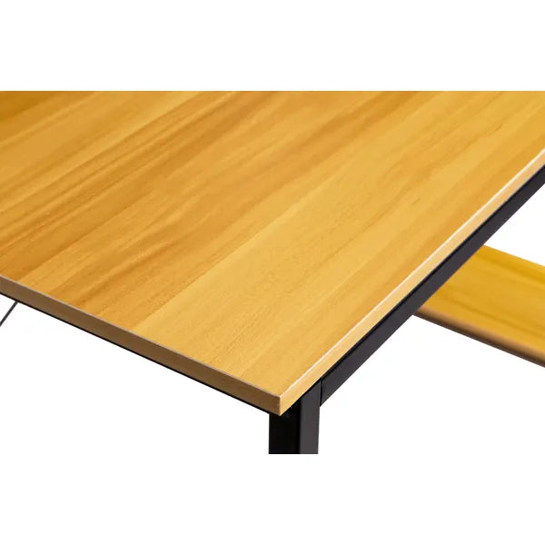 Loft stílusú fa-fém számítógép asztal, 120x64 cm, 4 polcos állvánnyal