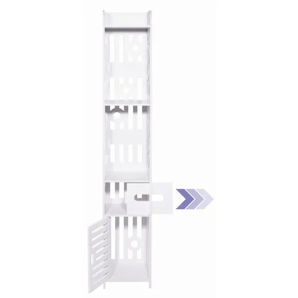 Fehér fürdőszobai polcos oszlopszekrény, 120 cm, 5 tárolópolc