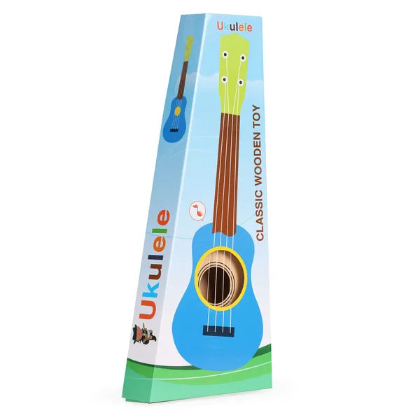 Fa gyerek ukulele, 4 nylon húr, hangolható, pengetővel, 52 cm