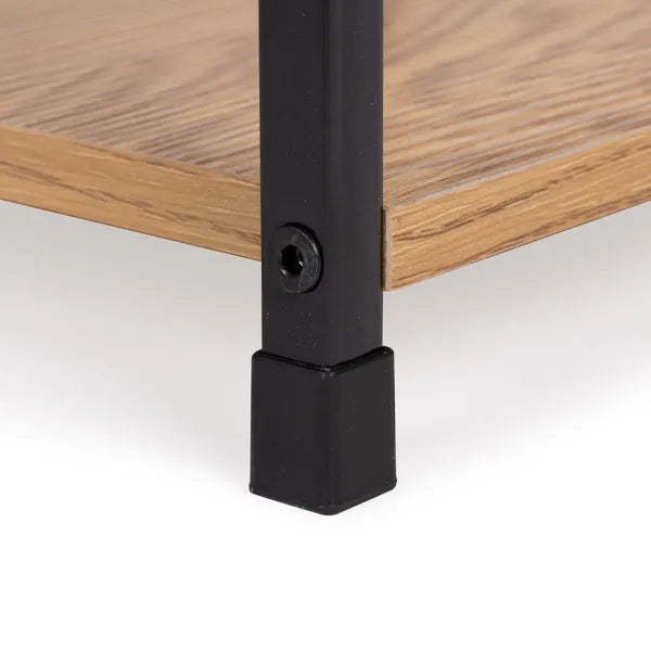 Loft stílusú 5 polcos fa-MDF könyvespolc fém vázzal, 144,5 cm