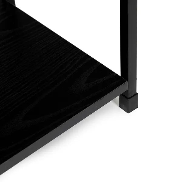 Loft fekete MDF éjjeliszekrény 2 polccal fémvázzal 48,5 cm