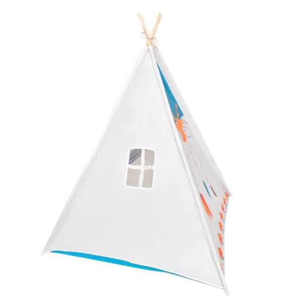 Gyerek indián teepee sátor 120x120x150 cm, fa vázzal, padlóval