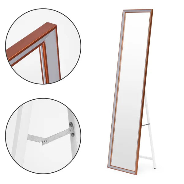 Álló tükör 148 cm, alumínium keret, összecsukható, réz–szürke