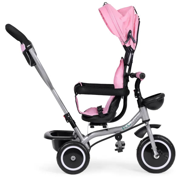 Ecotoys 2in1 tricikli babakocsi, forgatható ülés, rózsaszín