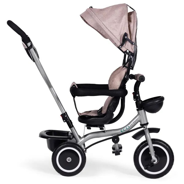 Ecotoys 2in1 tricikli babakocsi, bézs, forgatható ülés