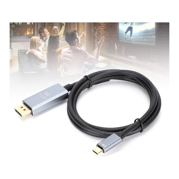 USB-C–DisplayPort 1.4 kábel, 8K60Hz, 1,8 m, aranyozott csatlakozó