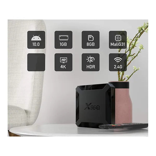 Android 10 Smart TV box médialejátszó, HDMI, WiFi, 8GB/1GB, távirányító