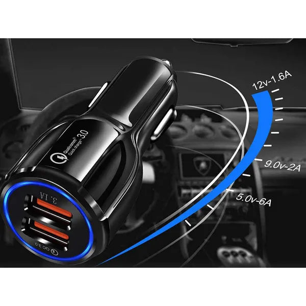 Autótöltő szivargyújtó aljzathoz 2xUSB QUICKCHARGE 3.0 FAST