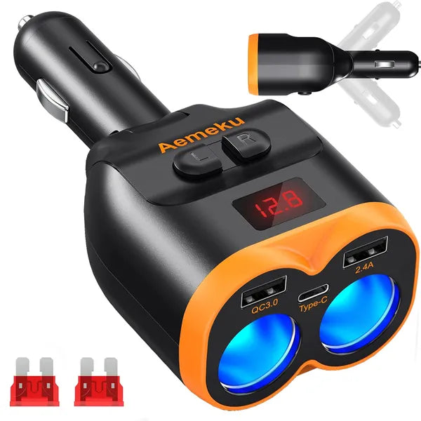 Autós töltő 12-24v 2xusb-a 1xusb-c qc 3.0 80w