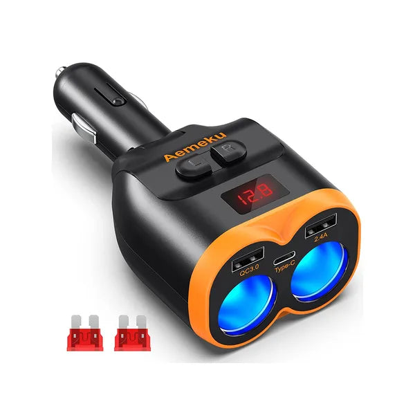 Autós töltő 12-24v 2xusb-a 1xusb-c qc 3.0 80w