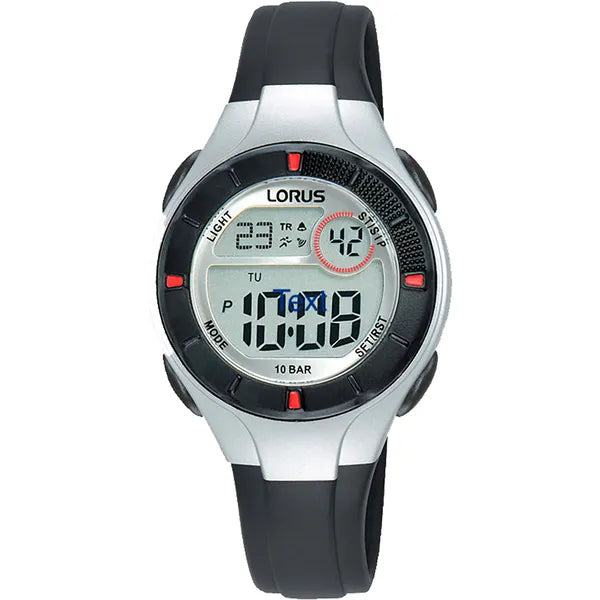 Lorus Sports R2339PX9 fekete gyerek kvarc karóra WR100, 31 mm
