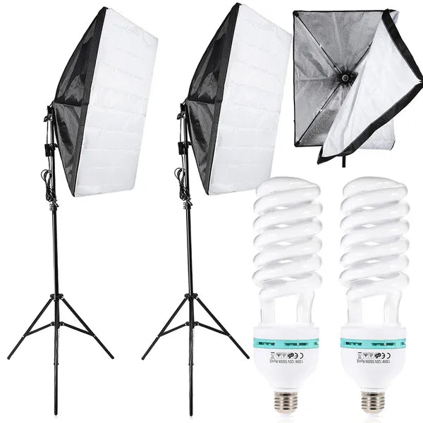 2×135 W softbox lámpaszett, állítható 80–200 cm állvánnyal, 5500 K