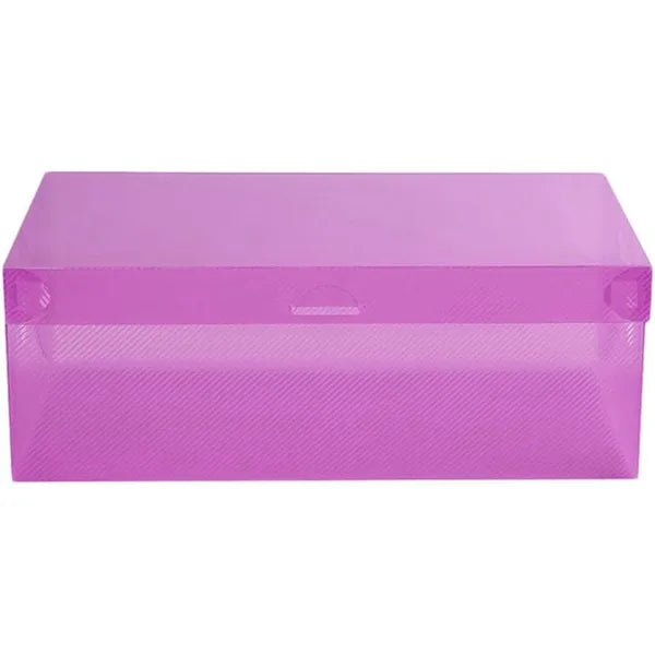 Átlátszó színes műanyag cipőtároló doboz készlet, 10 db, 28x19x10 cm