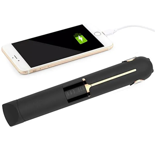 Vezeték nélküli 2in1 kerámia LCD hajvasaló & power bank, 75-205 °C