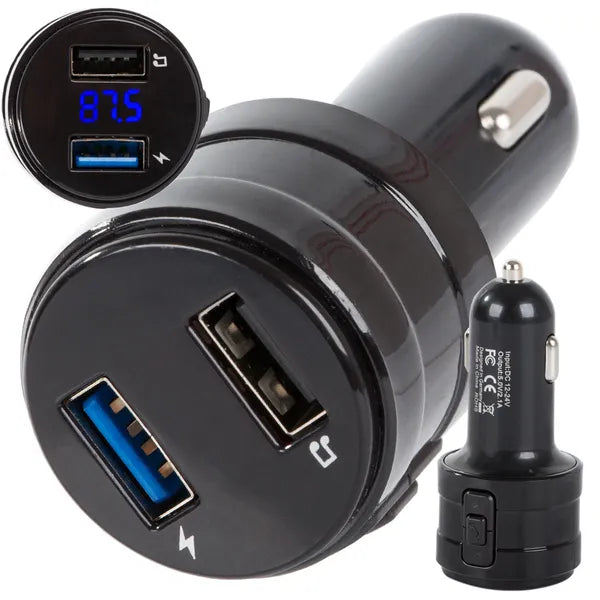 FM transmitter autós Bluetooth kihangosító, két USB töltőport, MP3 lejátszó