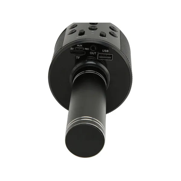 Bluetooth karaoke vezeték nélküli mikrofon hangszóróval, hangmodulátor, fekete