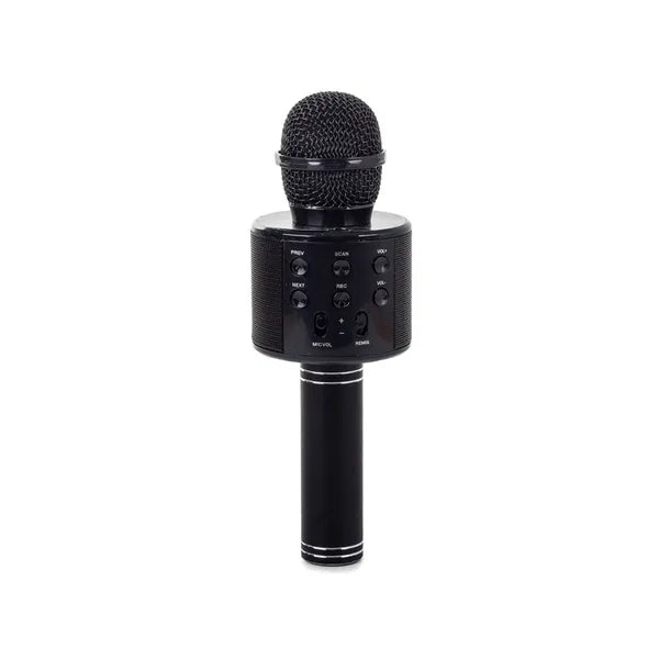Bluetooth karaoke vezeték nélküli mikrofon hangszóróval, hangmodulátor, fekete