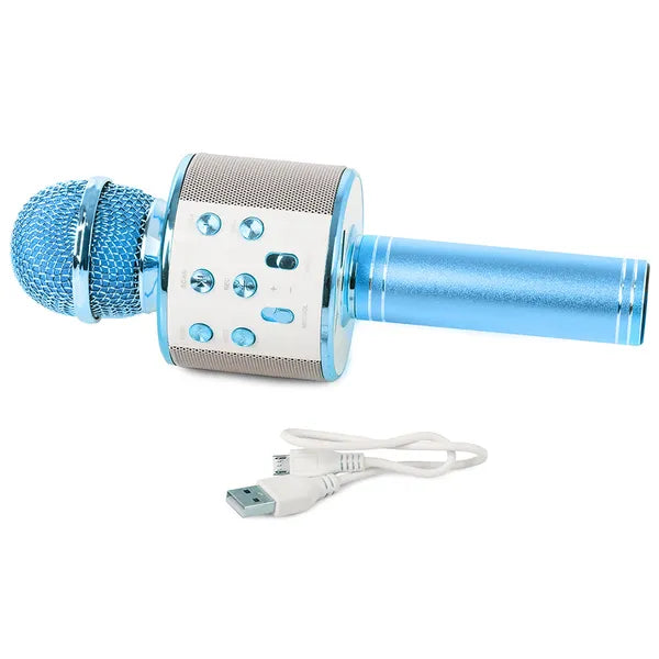 Bluetooth karaoke vezeték nélküli mikrofon hangszóró, hangmodulátor, kék