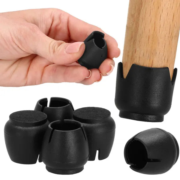 Fekete PVC bútorláb védők, kerek, 14-16 mm, filc talp, 4 db