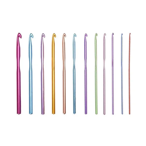 Ergonomikus horgolótű készlet 12 db, 2-8 mm alumínium, tokkal