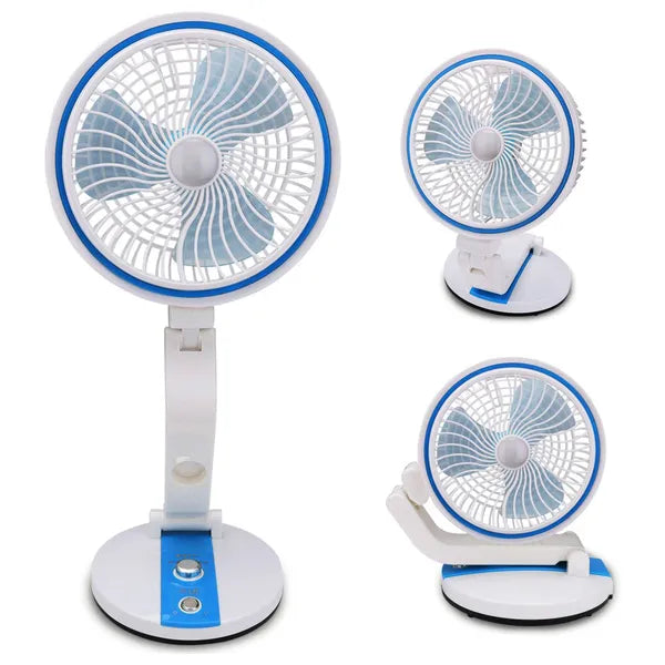 Összecsukható vezeték nélküli USB asztali ventilátor LED lámpával, 5 W, kék