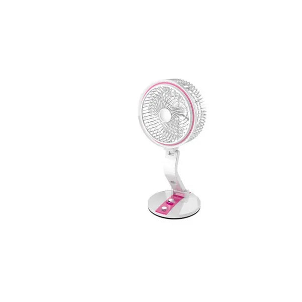 Összecsukható vezeték nélküli asztali ventilátor LED fénnyel, USB, rózsaszín