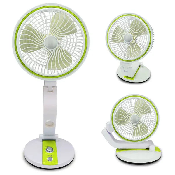 Összecsukható vezeték nélküli USB-tölthető asztali ventilátor LED fénnyel, zöld