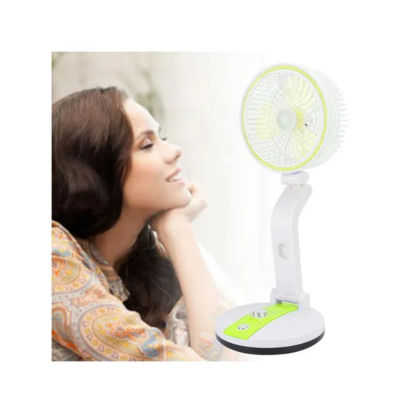 Összecsukható vezeték nélküli USB-tölthető asztali ventilátor LED fénnyel, zöld
