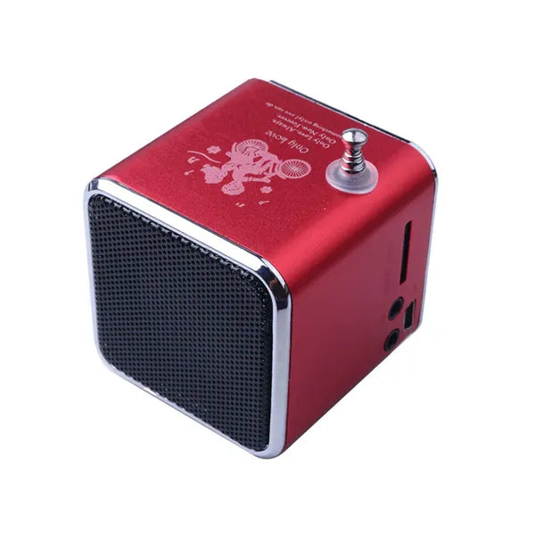 Hordozható Bluetooth mini hangszóró FM rádióval, microSD, USB, AUX, piros