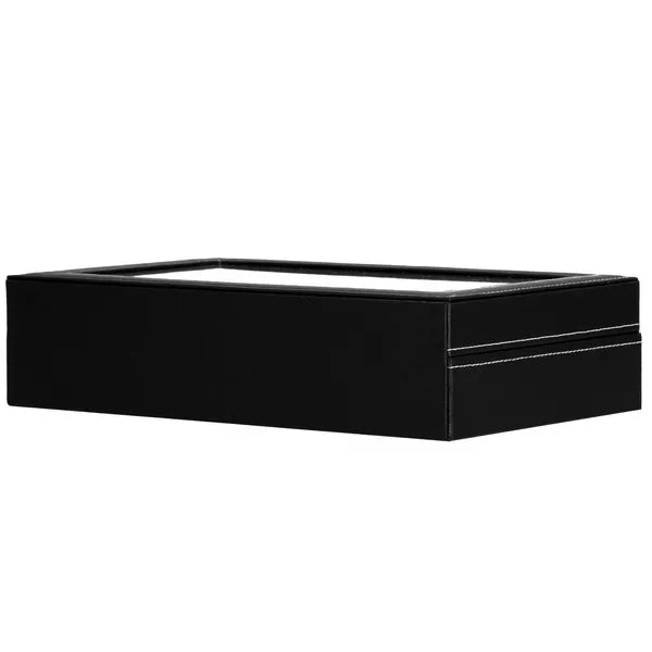 Fekete óratartó és szemüvegtartó doboz 6+3 kulcsos, 33×20×8 cm