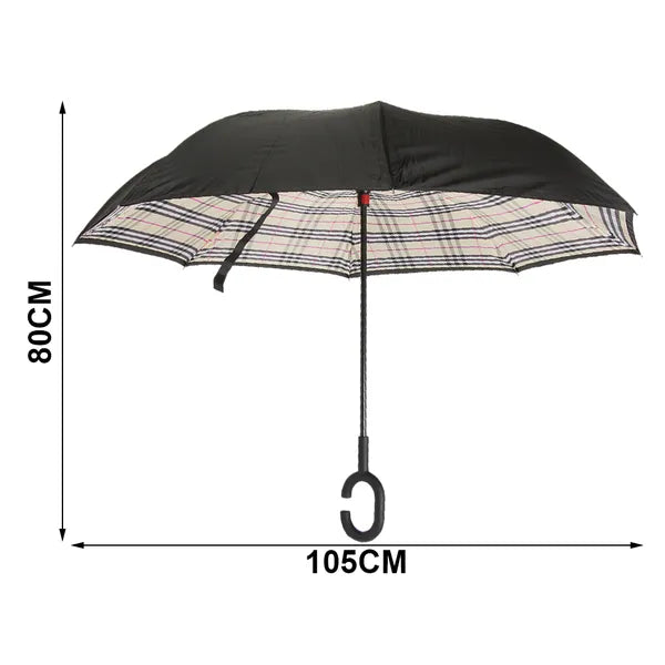 Fordított nyitású összecsukható esernyő, duplarétegű, C-fogantyú, 105 cm