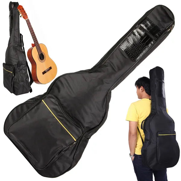 Akusztikus klasszikus gitártok, fekete, állítható pánttal és zsebekkel