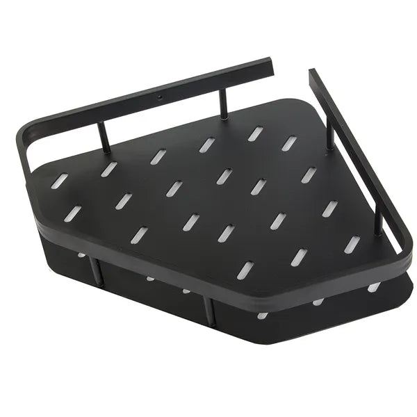 Fekete loft stílusú fém sarokpolc zuhanyhoz 24,5×24,5 cm