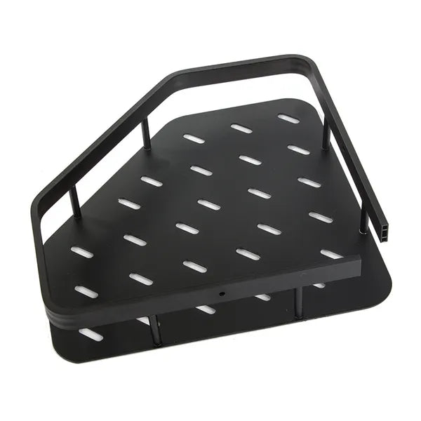 Fekete loft stílusú fém sarokpolc zuhanyhoz 24,5×24,5 cm