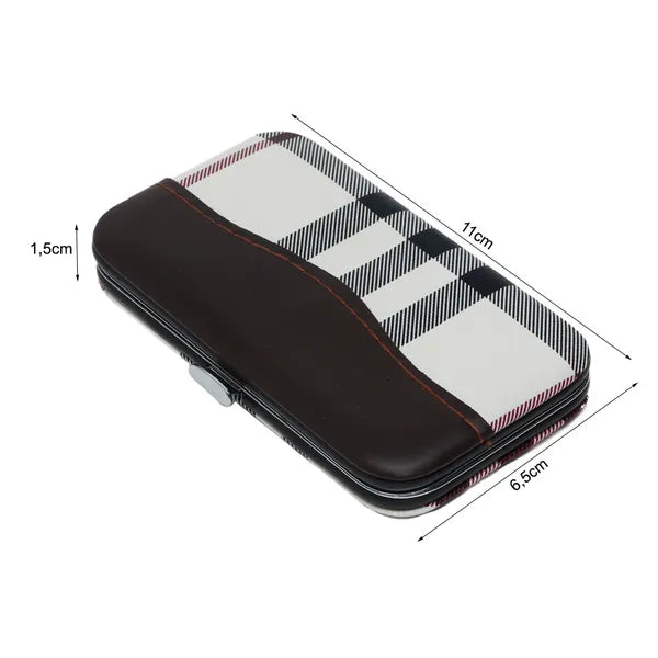 7 részes acél manikűr-pedikűr készlet fehér tokkal 11×6,5 cm
