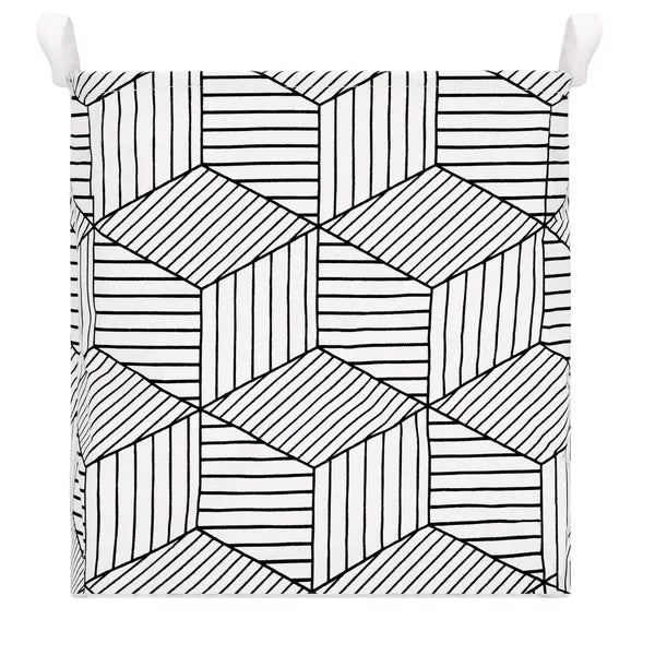 Skandináv mintás tároló kosár 35 l, vászon/pamut, 40×35×25 cm
