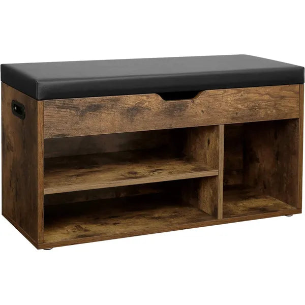 Loft cipősszekrény párnázott ülőrésszel, 3 polccal, 80×30×44 cm, 150 kg