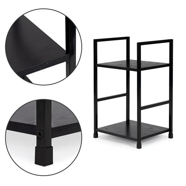 Loft fekete MDF éjjeliszekrény 2 polccal fémvázzal 48,5 cm