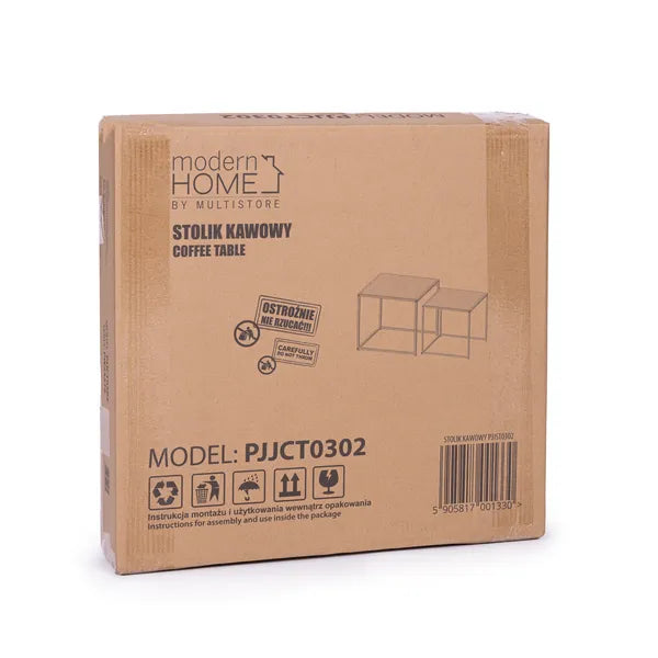2-részes loft dohányzóasztal szett fém vázzal, 50/40 cm